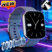 New 1000mAh Large Battery Smartwatch Men Women | 2.04"HD Screen BluetoothCall Heart Rate Monitor Flashlight Sports Fitness Watch