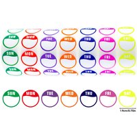 1.9Cm/0.75In Time and Date Marking Labels, 500 Stickers Per Roll, 3500 Stickers Per Set of Seven Rolls, Removable 7-Day Cycle Labels, Weekly Self-Adhesive Daily Date Marking Stickers for Monday,