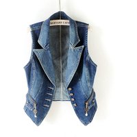 PTKPCC Casual Female Tops Women Denim Vest Jacket Spring Autumn Clothes Sleeveless Short Jeans Waistcoats Single-Breasted 5XL