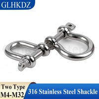 M4-M32 316 Stainless Steel D/Bow Type Shackle Wire Rope Lifting Shackle Load Clamp D Rigging Shackle Hooks Boat Rigging Hardware