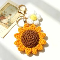1/2pc Creative Sunflower Keychain Countryside Style Hand Knitted Pendant Suitable for Car Keys, Bags Wallets Headphone Boxes,etc