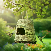 Birds House Weaved Outdoor Decorative Parrot Breeding Hut Natural Grass Bird Bedroom Hummingbird Cage Shelter