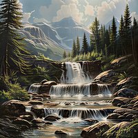 Snow Peak Cascades Cross Stitch Kit DIY 11CT Embroidery Home Wall Decor Gift Handmade Material Frameless Semi-Finished 36×36cm