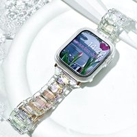 Transparent Laser Strap for Apple Watch Band 44mm 45 42 46 40 38 41 49mm Clear Rainbow Wristband for iWatch Series 10 9 8 7 6 5