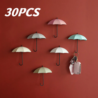 Cute Umbrella Shaped Hooks No-Punch Wall Hooks Kitchen Bathroom Coat Rack Key Organizer Hooks Home Storage Shelf Hooks