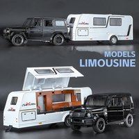 1/32 Alloy Trailer RV Car Model Diecast Metal Toy Rekreacyjny pojazd terenowy Ciężarówka Camper Model samochodu Dźwięk i światło Prezent dla dzieci