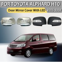 Car Decoration ABS Plastic Door Mirror Cover With LED For Toyota Alphard H10 2005 2006 2007 2008 Car Rearview Accessories