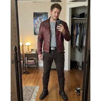 Star Lord Cosplay Costume Peter Man Disguise Red Leather Jacket Halloween Suit