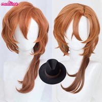 High Quality Anime Chuya Nakahara Chuuya Cosplay Wig 55cm Orange Gradient Heat Resistant Synthetic Hair Party Wigs + Wig Cap