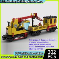 City Car Model MOC Building Bricks Rail Crane With Boom Car Modular Technology Children Holiday Gifts Assemble Toys Suit