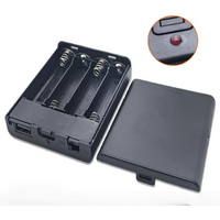 1Pcs 4-Slot AA Battery Holder No.5 Case with Power Switch USB Female Socket Indicator Light Battery Box for Electronics