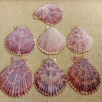 5 Pcs 48x55mm Purple Scallop Seashells Charm For Jewelry Making