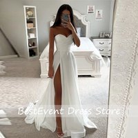 Classic Satin Wedding Dress High Side Slit White Vestido De Novia Boda Sleeveless Women Robe De Mariée 2026 Customized