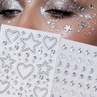 1sheet 3D Stereo Face Makeup Sticker Eyes Rhinestone Gem Tattoo Sticker Clear Colorful Star Moon Heart Face Diamond Stickers