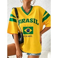 Brazil Soccer Football Jersey Men T Shirt Women Tee Boys Girls Top Adults Children Parent Child V neck quick dry kid Tshirts