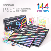 Languo 144 Color Acrylic Painting Gel Pen Sets,1.0mm Bold Tip,Upgraded Large Capacity Ink With Opaque High Color Cov