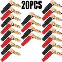 20PCS 4mm L-shaped Right Angle Banana Plug Soft Plastic Shell 90 Degree Banana Connector Red Black for Audio Video Speaker