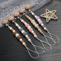 Wooden Felt Ball Baby Pacifier Chain Beech Soother Nipple Clips For Silicone Beaded Dummy Holder Chain Care Chew Toy Shower Gift