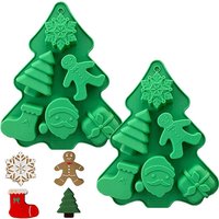 Christmas Silicone Molds,No-Stick Xmas Cake Baking Molds for Making Holiday Chocolate,Handmade Soap,Fondant,Cake,Ice Cubes,Jello