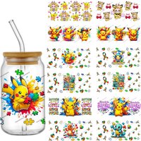 Funko Cute pokemon Cartoon UV DTF Transfer Cup Tumbler Wrap for 16oz Libbey Glasses Wraps Bottles DIY Mug Stickers