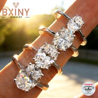 BXINY 1/2/3/4CT Oval Cut Moissanite Rings S925 Silver D Color VVS Lab Diamond For Women Wedding Bands Fine Jewelry GRA Certified