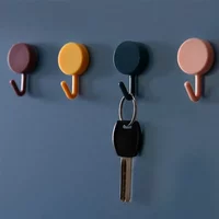 2pcs/pack Self-adhesive Hook, Minimalist Solid Color Punch-free Sticky Hook for Home, Wall Hook for Bathroom Kitchen