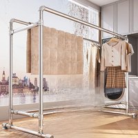 Extra-Thick Steel Pipe Clothesline Stand Indoor Outdoor Simple Hanging Clothes Drying Quilt Rack Balcony Clothes Drying Rod