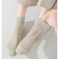 Women's Ankle Socks 1/3/6 Pairs Hollow Mesh Design Antibacterial Fabric Summer Thin Breathable Solid Silk Socks For Ladies