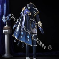 A;3v,7'd/Game Lohen Cosplay Costume Genshin Impact COS Suit wig Blue Knight Cape Gold Trim and Accessories full set fw.3;v'6b/