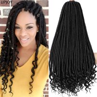 1 - 8 Packs Goddess Locs Crochet Hair 20 Inch Curly Faux Locs Braiding Hair for Women Synthetic Soft Locs Hair With Curly Ends