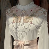 Chinese Style Hanfu Collar Embroidery Design Pearl Horse-face Skirt Yunjian Collar Tassels Cloud Shoulder Embroidered Shawl