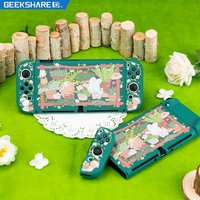 GeekShare Protective Case compatible with Nintendo Switch OLED with Joycons Cover,Bunny Garden