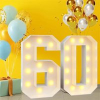 Light Up Mosaic Number KT Board Birthday Party Balloon Frame Backdrop Decoration For Kids Couples Anniversary Centerpiece