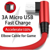 3A Fast Charging USB Micro Cable 90 Degree Elbow Data Cable for Samsung Xiaomi OPPO VIVO Mobile Phone Charger Usb Cable