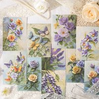 JIANQI 10pcs Relief Aesthetic Flowers Materials Paper DIY Scrapbooking Junk Journal Collage Photo Album Retro Background Paper