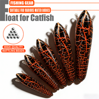 Catfish Float with Rattling Beads, Black Red Cracked Slip Bobber, Multi-Depth Weighted Fishing Float Set (10g,15g,20g,25g,30g)
