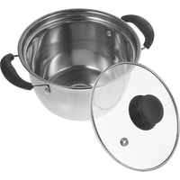18Cm Single Stainless Steel Double Handle Soup Pot Stockpot Cooking Pans Saucepan Small Milk Pan Silver Heat Resistant Soup