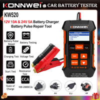 KONNWEI 12V-24V Car Battery Diagnostic Tool Voltage Testing Battery Pulse Repair 100-2000CCA Automotive Battery Charging Tool