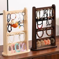 Vintage Wood Hair Scrunchies Display Stand Multi Tier Bracelet Bangle Holder, Wooden Hanging Rack for Hair Ties Keychain Beaded