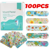 vvocci Water proof Breathable100Pcs For Children Cute Cartoon Bandages Flexible Adhesive Kids Bandages Bulk Kids Strips Medical
