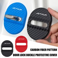 4PCS Carbon Fibre Car Logo Door Lock Cover Sticker Badge Accessories For Jetour X70 PLUS FL Shanhai L9 T2 T1 T2 i-DM X50
