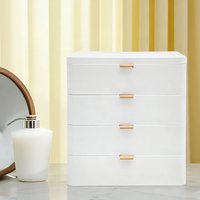 4 Drawer Desk Organizer, Desktop Storage Box, 10.24 Inch White Drawer Organizer for Office Vanity