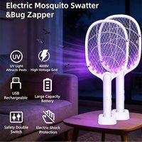 1/2PCS Electric Mosquito Swatter Type-C Rechargeable Mosquito Killer Lamp Insect Fly Zapper Indoor Outdoor Pest Control