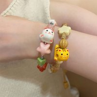 Fresh Ceramic Cat Bracelet Maneki Neko Bracelet Charming Lucky for Cat Bead Bracelet Gifts for Children Adult Men Women