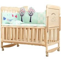 Vielseitiges Baby-Holzbett für Neugeborene, zusammengebautes Queensize-Bett mit Schaukel- und Wiegenfunktionen