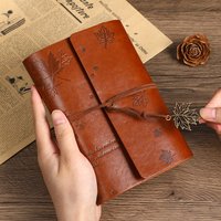 A6-Sized Retro Matte Hardcover Notebook with Maple Leaf Design Customizable Name Personalized Gift for Men