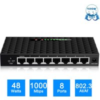TEROW Gigabit Network Switch 8 Port 1000Mbps Smart Ethernet Switcher High Performance RJ45 Hub Internet Splitter Plug and Play