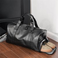 Men's Leather Travel Duffle Bag with Shoe Compartment Durable Large Capacity Carry On Weekender Travel Bag for Airplane Gym