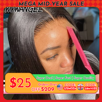 WOWANGEL Straight Lace Front Wigs 100% Human Hair Pre Plucked 13X6 HD Lace Frontal Wig Skins Melted Real HD Lace Wig For Women