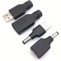 USB-A to DC 5.5x2.1mm Power Adapter Tip Cable, Male/Female DC Jack Connector for 5V